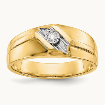 Diamond Mens Ring, 14K with Rhodium
