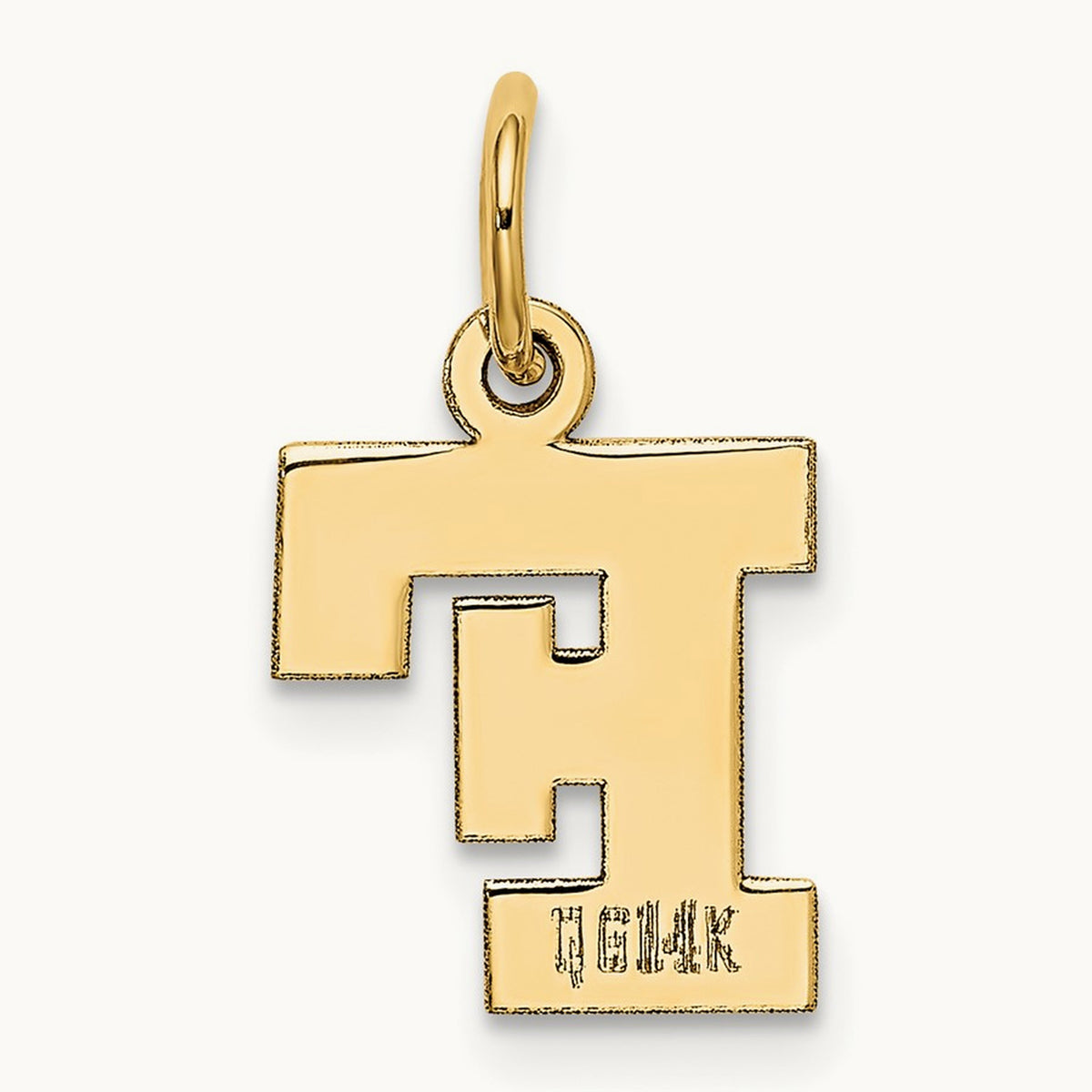 Small Block Initial Charm — 14K Yellow Gold, F