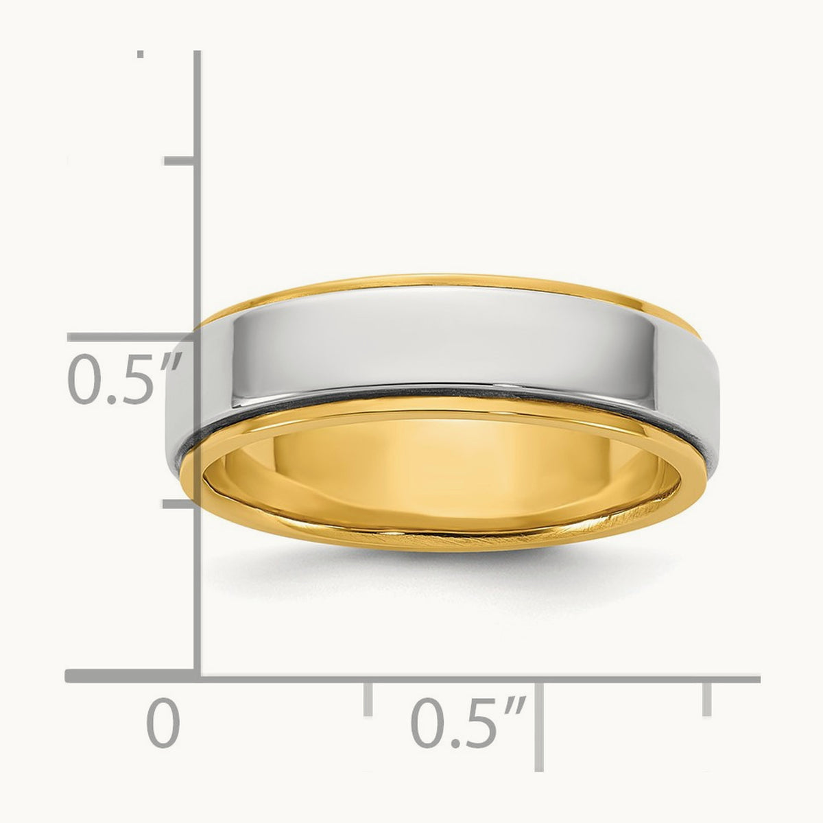 Y/W Step Edge Wedding Band, 6mm, 14K Two-tone