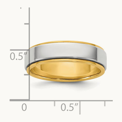 Y/W Step Edge Wedding Band, 6mm, 14K Two-tone
