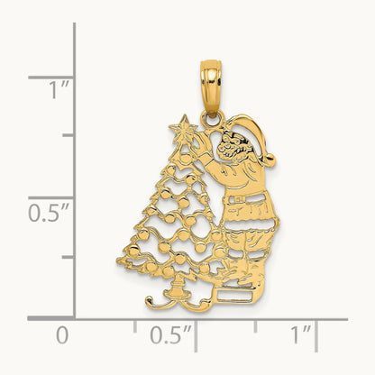 Polished Christmas Tree and Santa Charm, 14K
