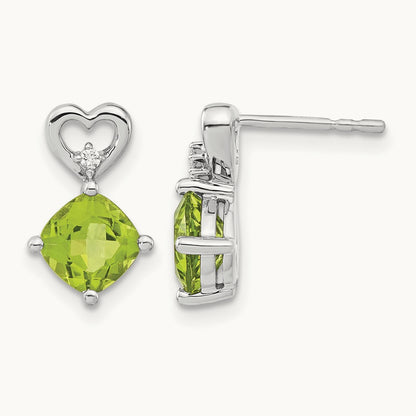 Peridot and Diamond Heart Earrings — photo set