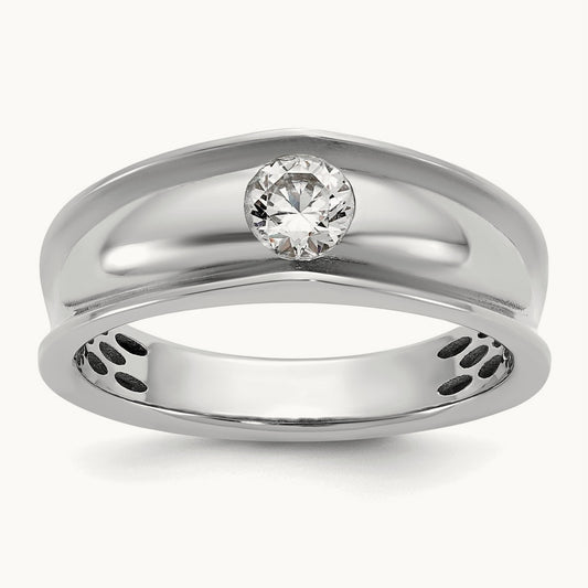 IB Goodman Mens Polished Complete 1/2ct Diamond Ring, 14K White Gold
