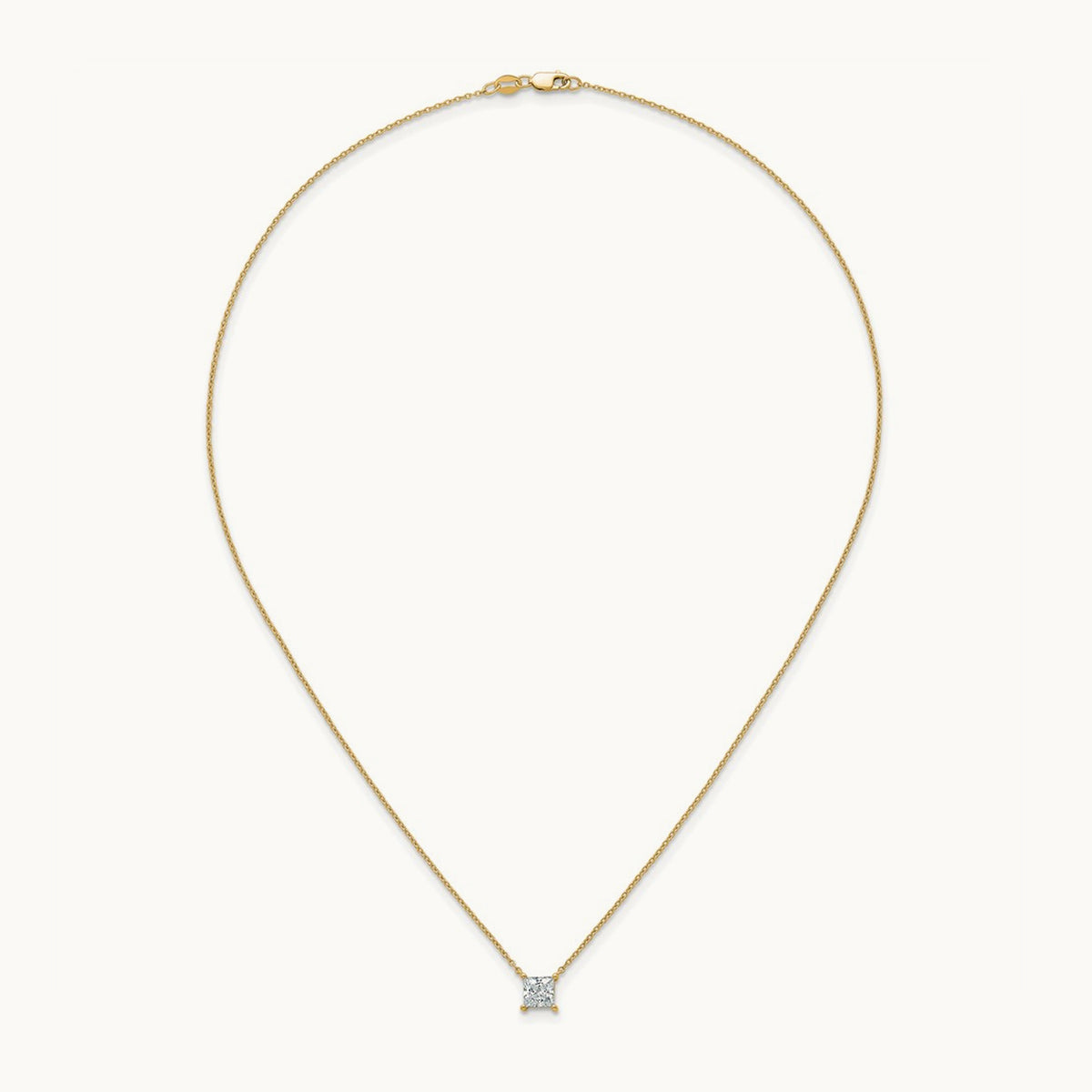 Princess Pendant Necklace, 0.25-4.00 ct tw Lab-Grown Diamond — 1 ct, 14K Yellow Gold