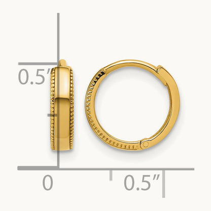 Polished Textured Huggie Hoop Earrings, 14K — Leslie's
