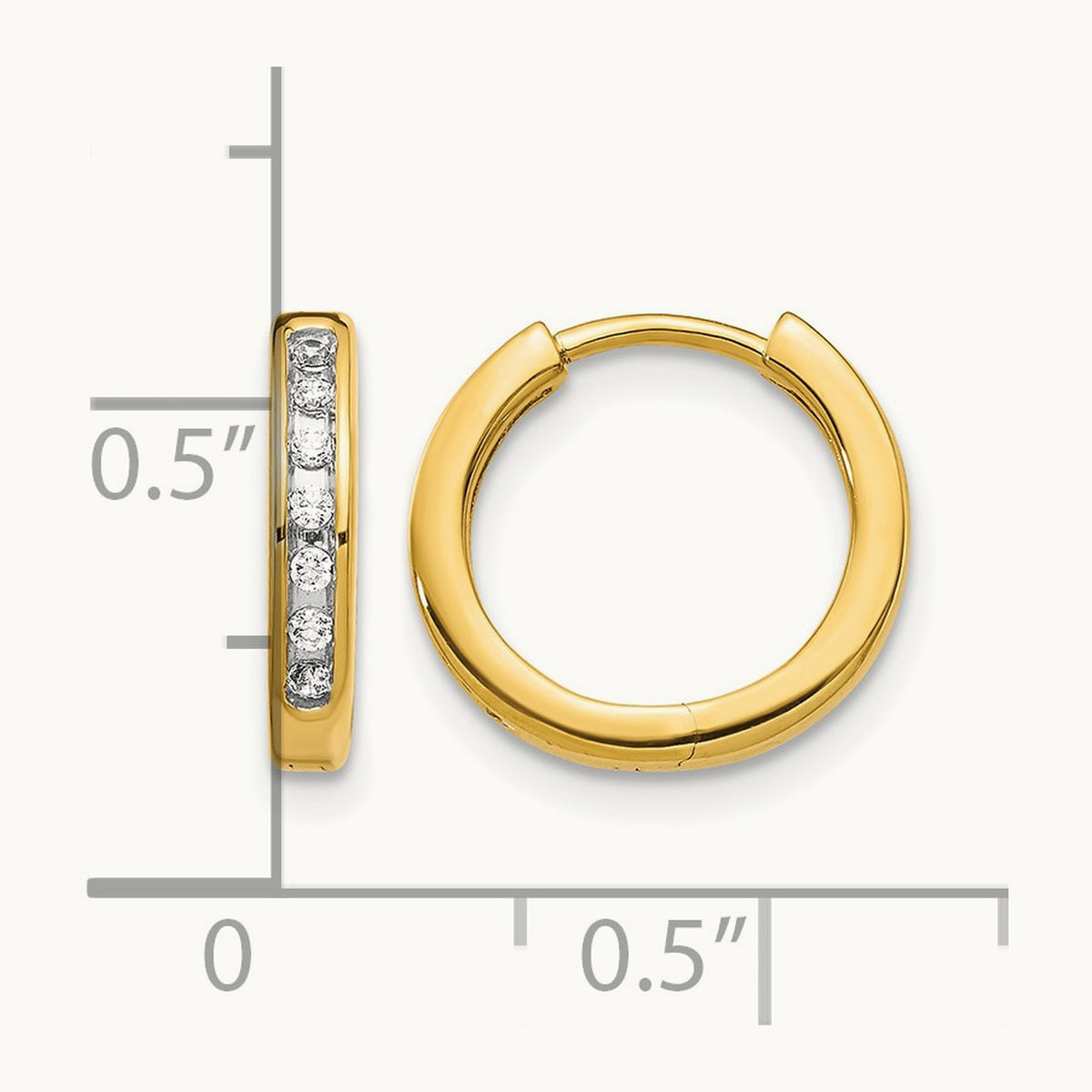 Diamond Hinged Hoop Earrings — 14K Yellow Gold, 0.112 ct