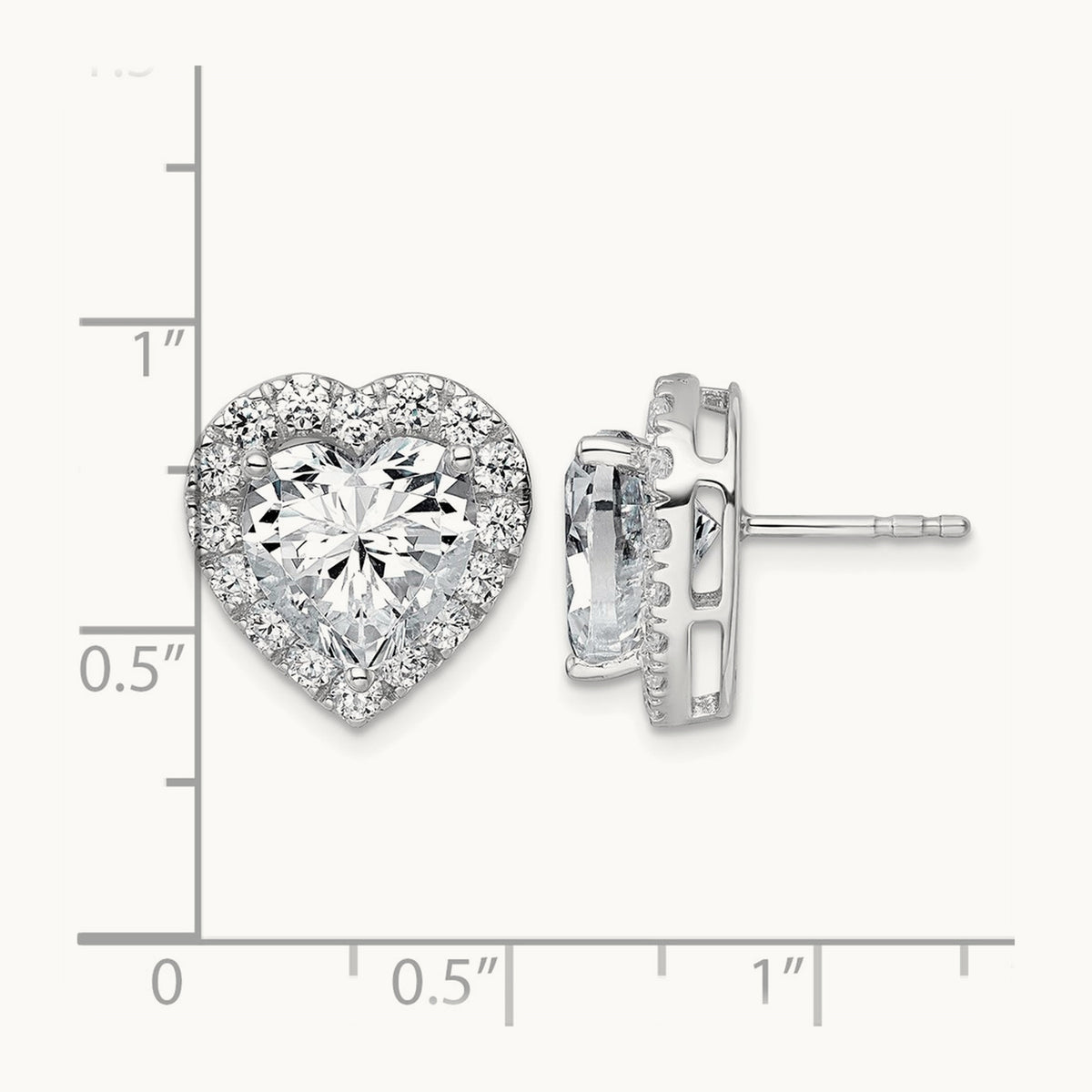 Heart Halo Post Earrings, 0.50-7.25 ct tw Lab-Grown Diamond — 7 3/8 ct, VS (Best), 14K White Gold