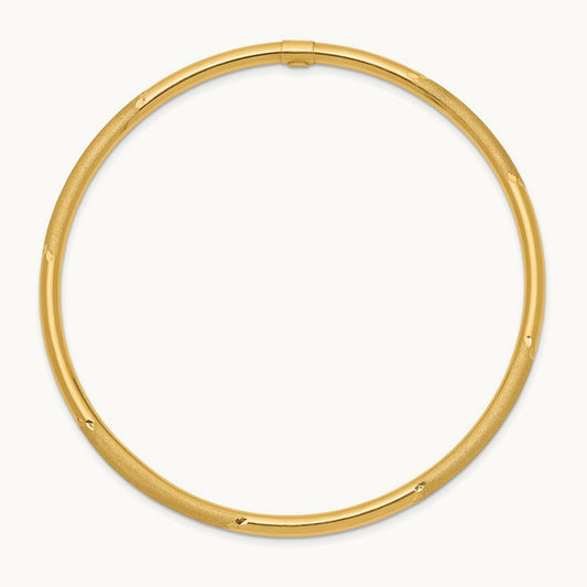 Polished and Satin Finish Slip-on Bangle, 3mm, 14K