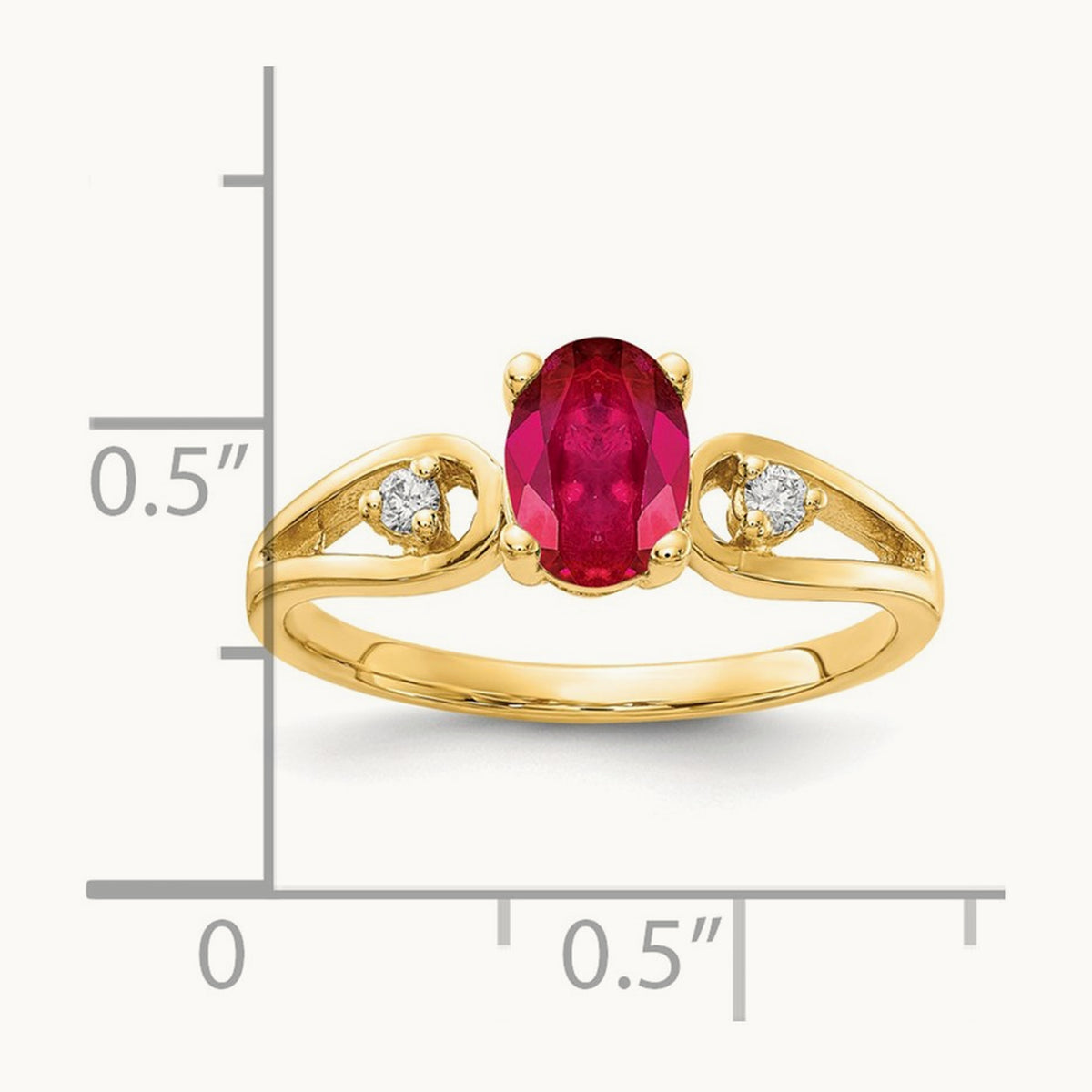 7x5mm Oval Ruby AA Diamond ring, 14K