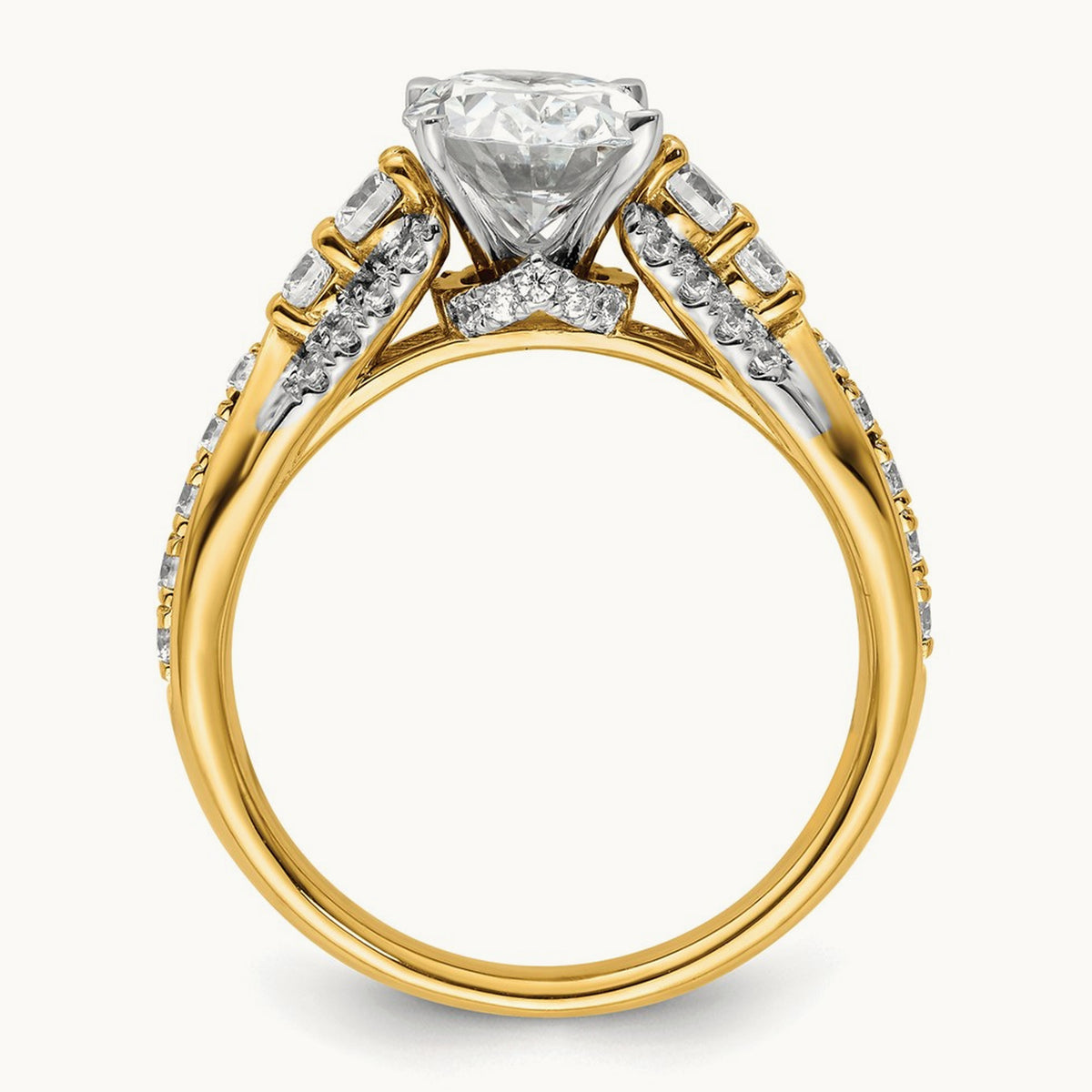 Oval Center Semi-Mount Engagement Ring, 0.50 ct tw Lab-Grown Diamond