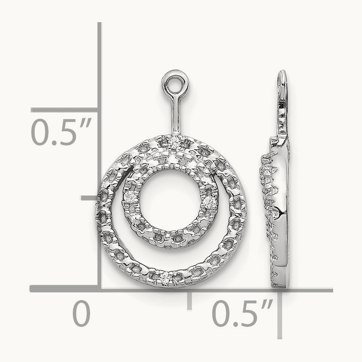 Double Circle Diamond Earring Jackets — 14K White Gold