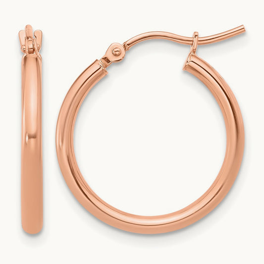 Polished Hinged Hoop Earrings, 10K Rose Gold — Leslie's