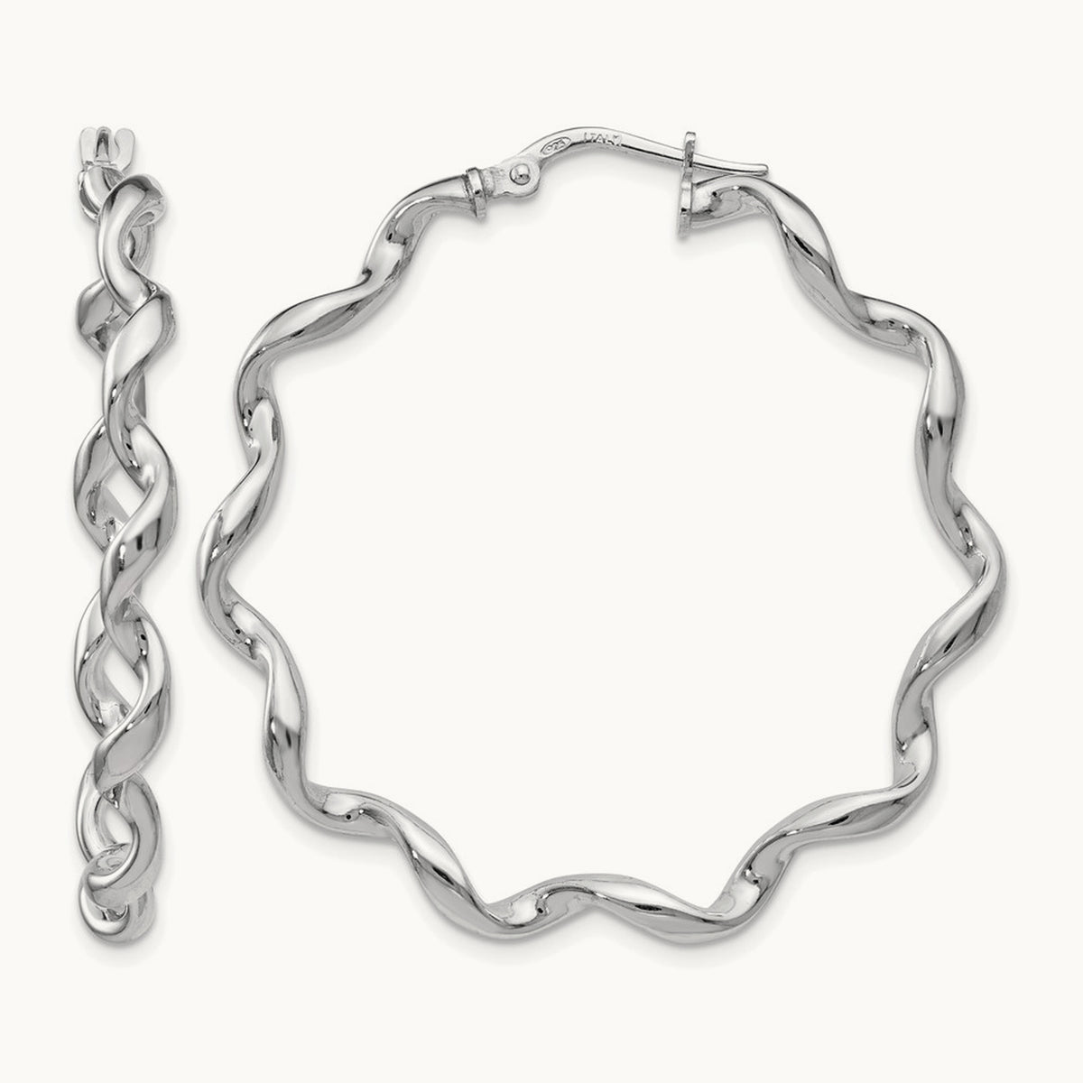 RH-plated Polished Twisted Hoop Earrings, Sterling Silver — Leslie's