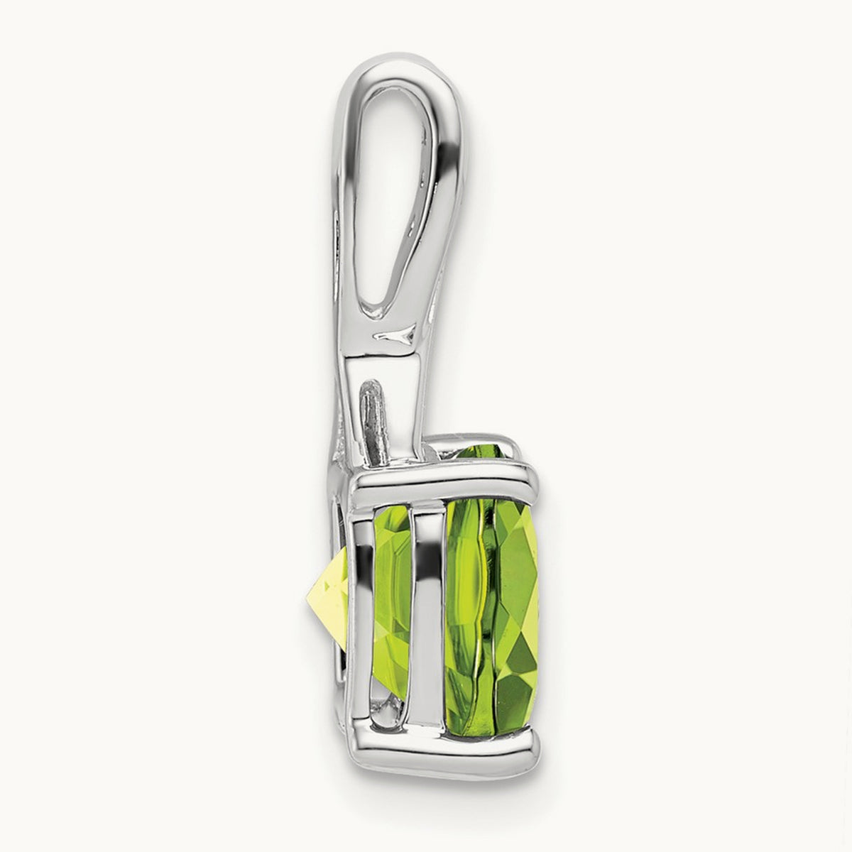 Cushion Peridot and Diamond Pendant — 14K White Gold
