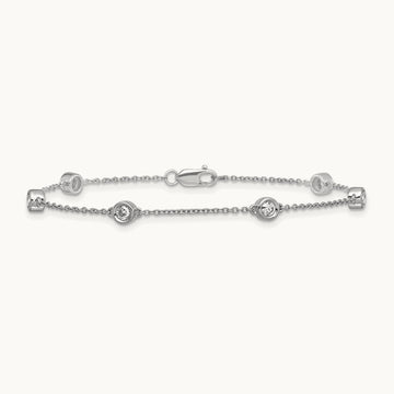 Diamond Station Cable Bracelet, 14K White Gold