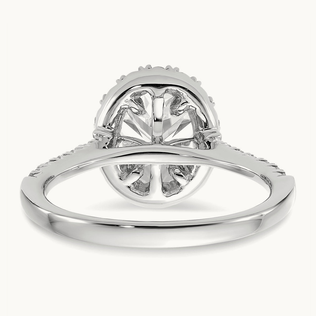 Oval Semi-Mount Halo Engagement Ring, 0.25-0.50 ct tw Lab-Grown Diamond — 1/2 ct (holds 1 1/2 ct center) · VS/SI (Great), 14K White Gold, 7