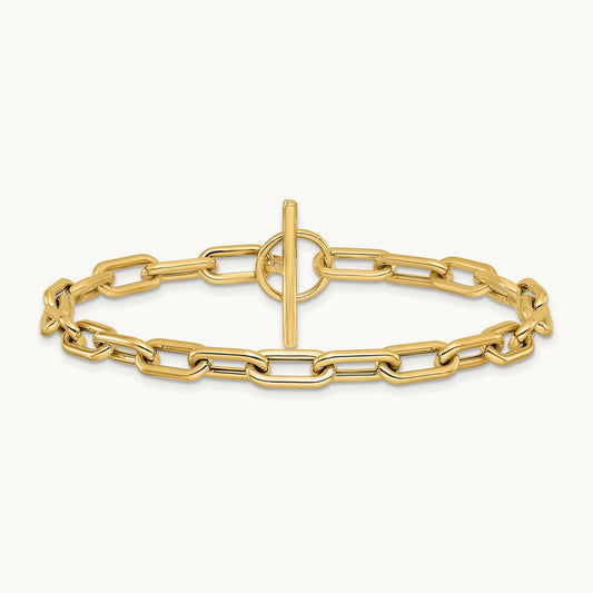 Polished Fancy Toggle Link Bracelet, 14K