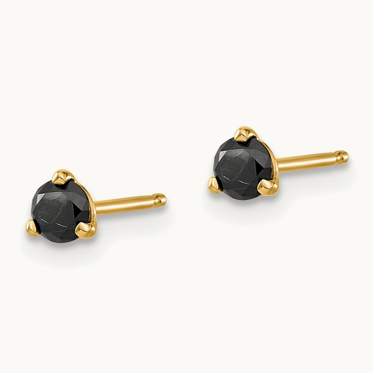 Black Diamond Stud Earrings — 14K Yellow Gold, 4mm, 0.36 ct