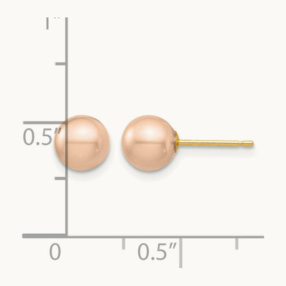Madi K 6- Pink Round Freshwater Cultured Pearl Stud Post Earrings, 7mm, 14K