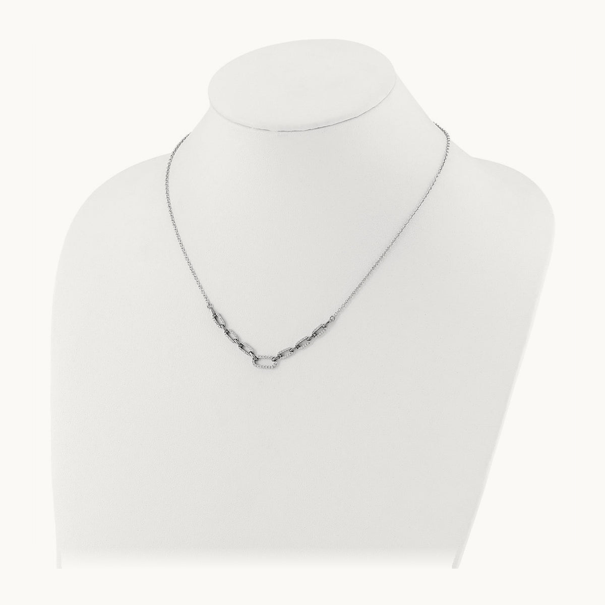 Fashion Link Necklace, 0.50 ct tw Lab-Grown Diamond — 14K White Gold
