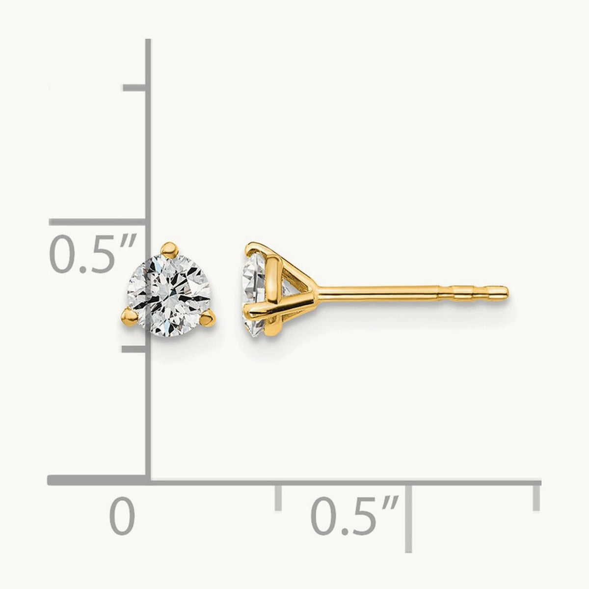 Round Stud Earrings, 0.10-6.00 ct tw Lab-Grown Diamond — 1/2 ct, 14K Yellow Gold