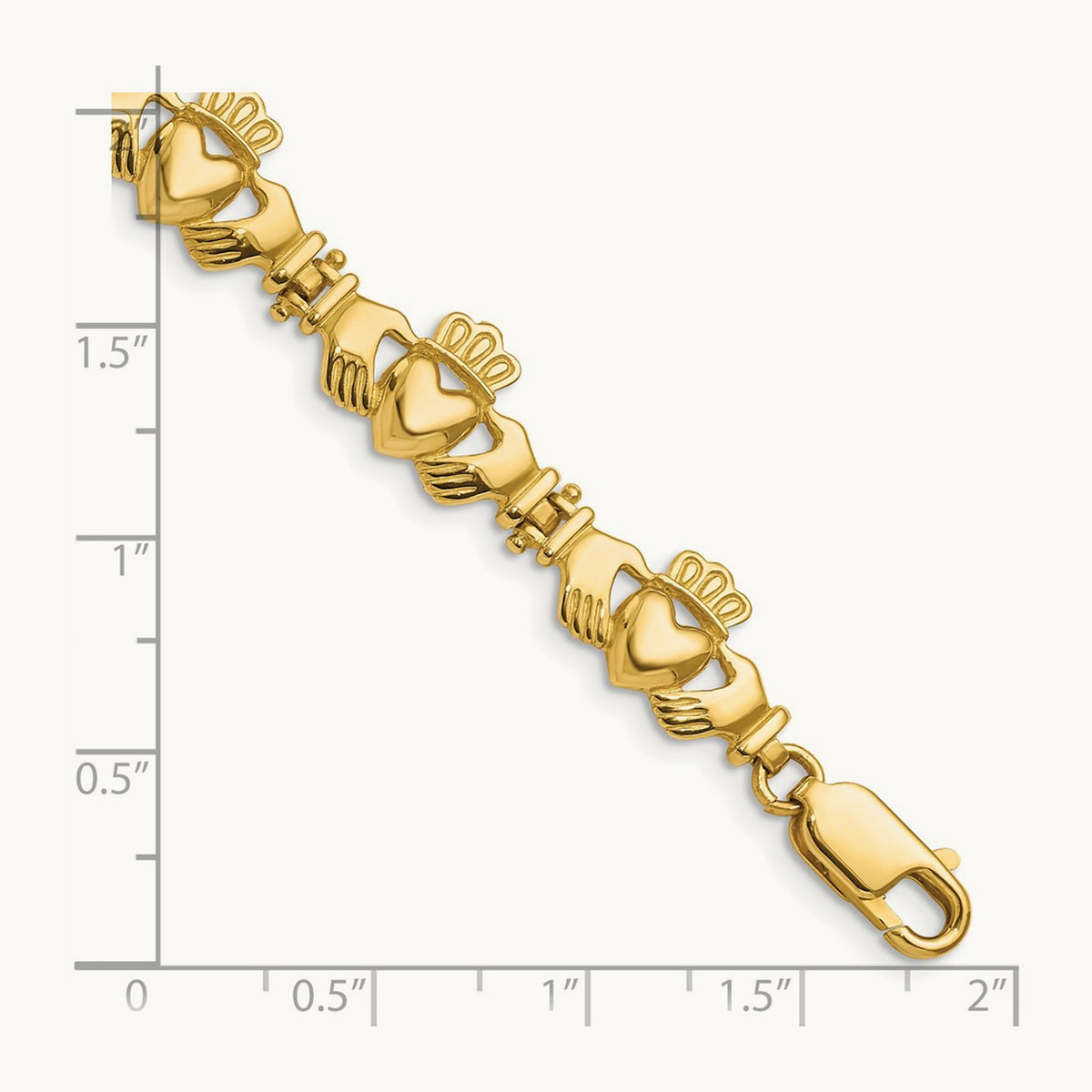 Polished Claddagh Link Bracelet, 14K