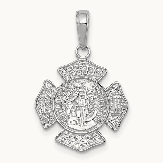 Small St. Florian Badge Pendant, 14K White Gold