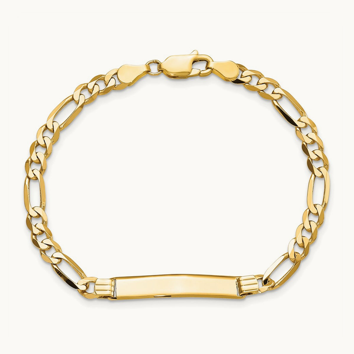 Flat Figaro Link ID Bracelet, 14K