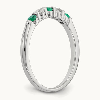 Diamond w/Emerald Band, 14K White Gold