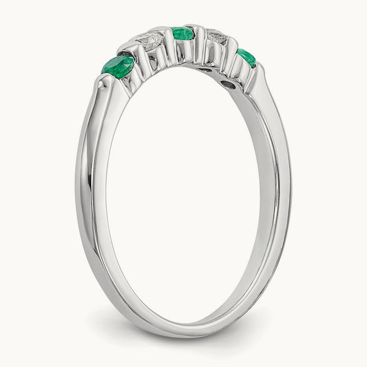 Diamond w/Emerald Band, 14K White Gold