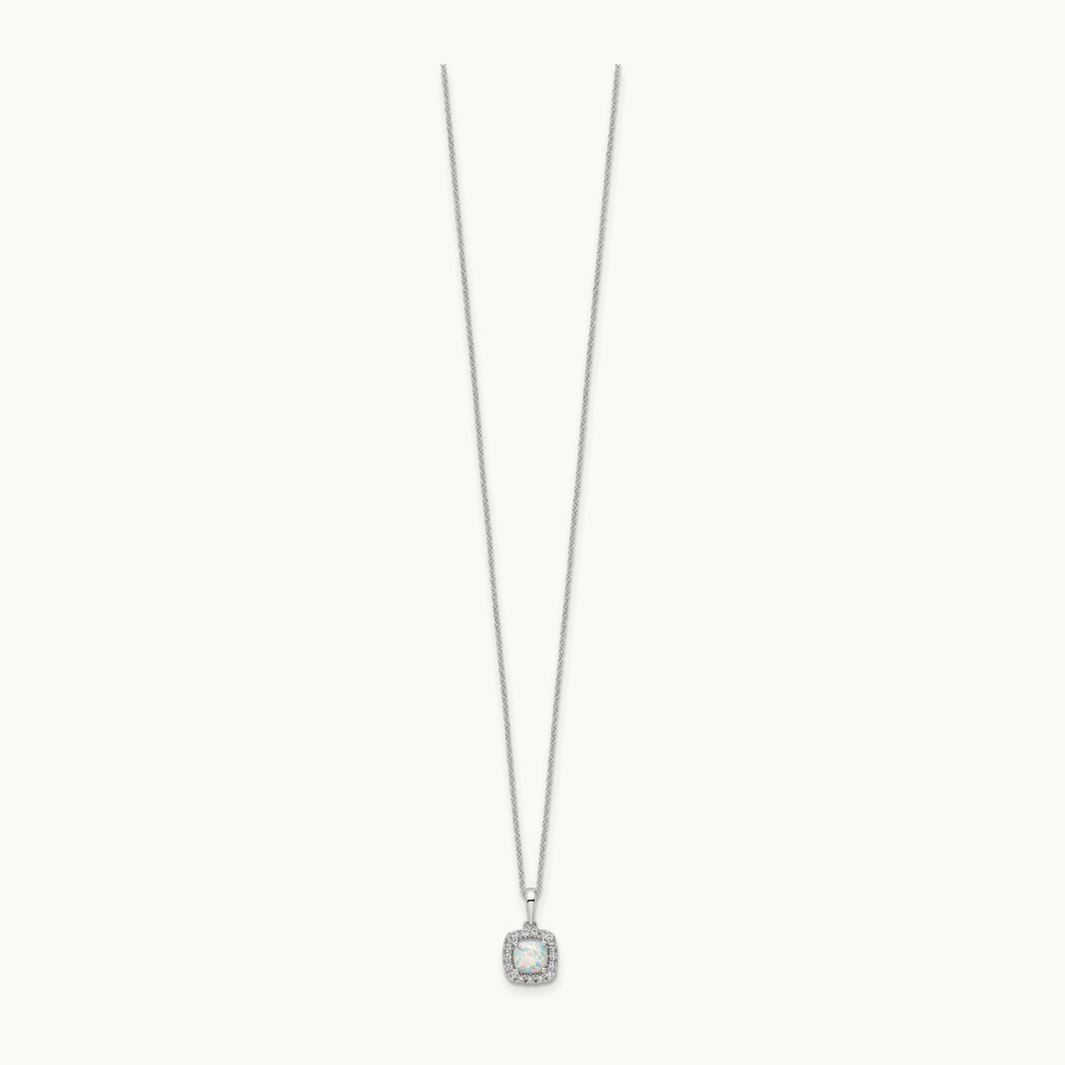 Created Opal Necklace, 0.25 ct tw Lab-Grown Diamond