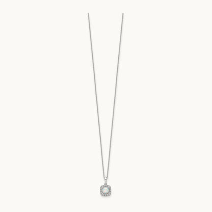 Created Opal Necklace, 0.25 ct tw Lab-Grown Diamond
