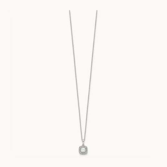 Created Opal Necklace, 0.25 ct tw Lab-Grown Diamond