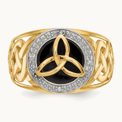 Onyx Diamond Trinity Ring, 14K with Rhodium