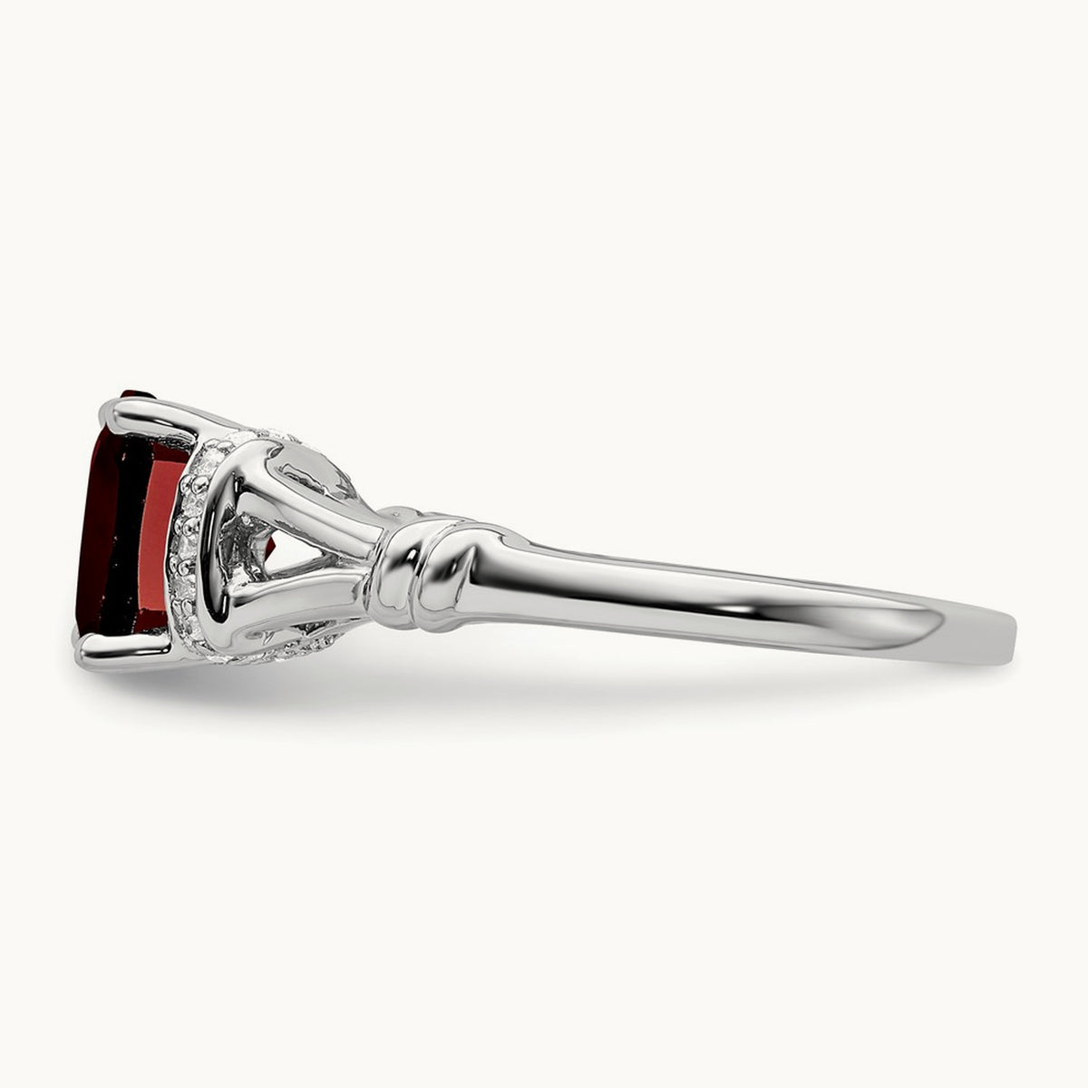 Garnet and Diamond Ring — 14K White Gold