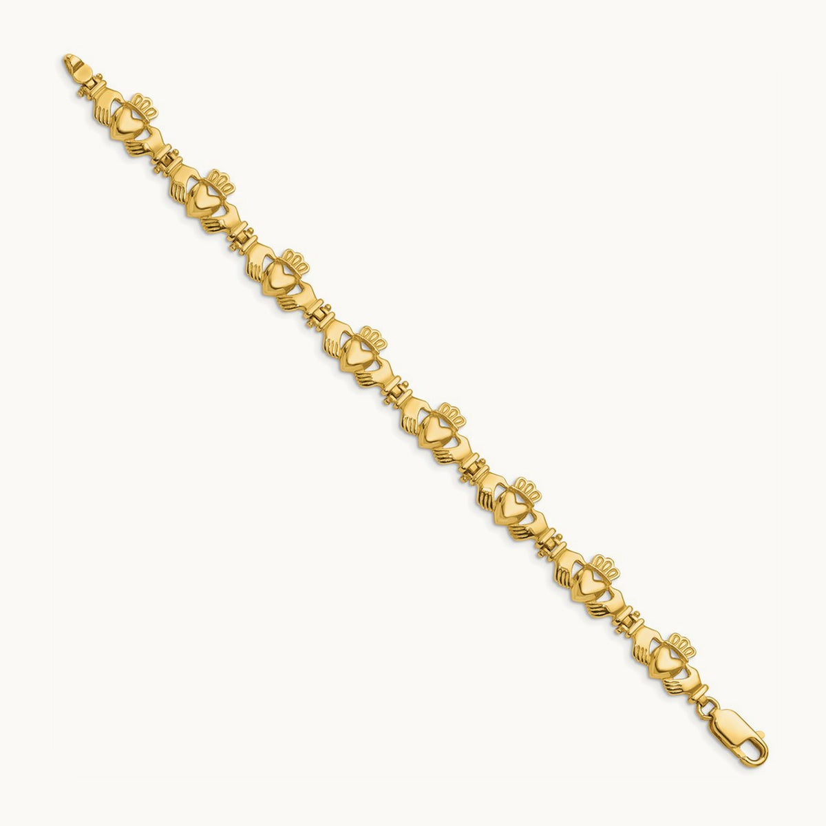 Polished Claddagh Link Bracelet, 14K