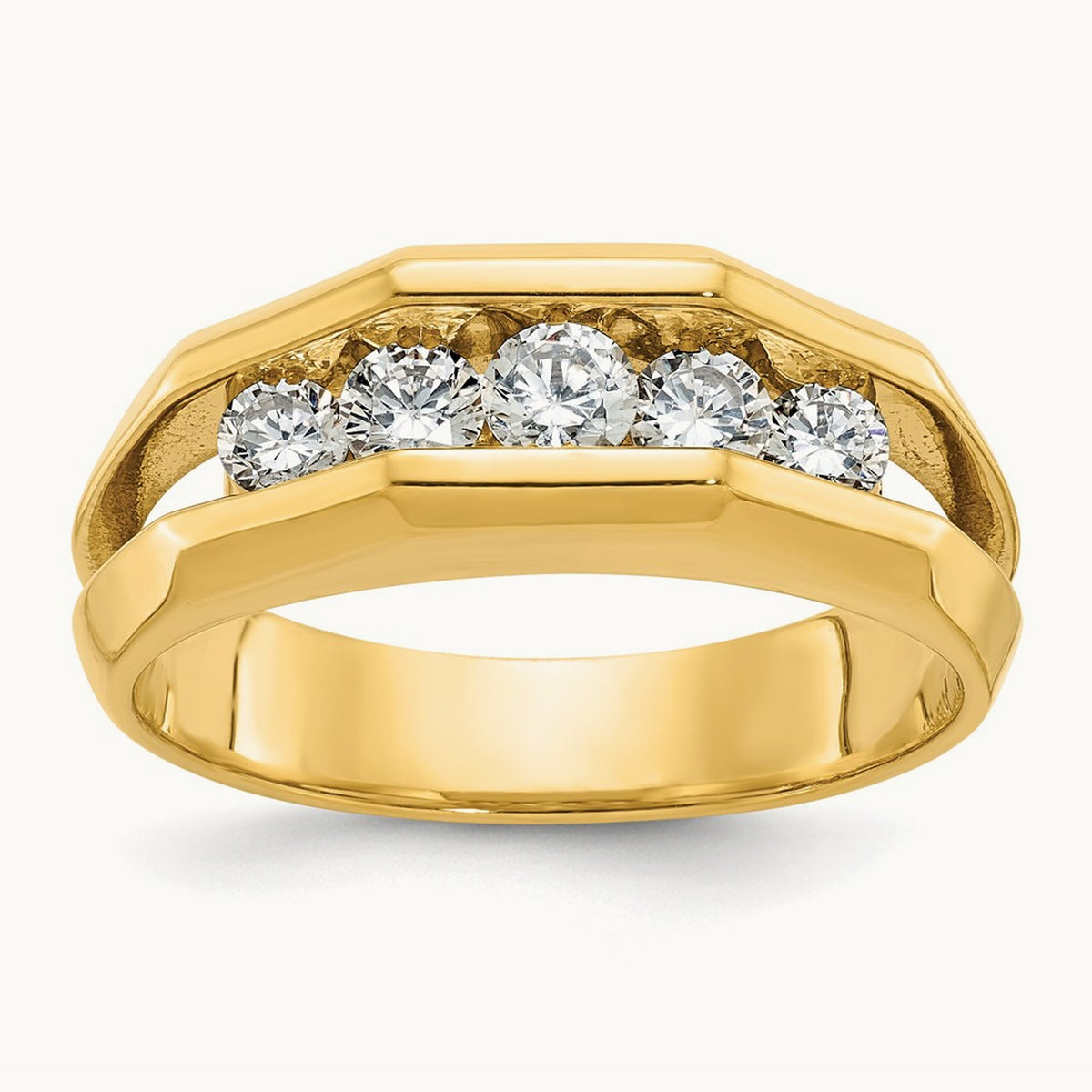 IBGoodman Men's Polished Cut-Out 5-Stone Diamond Ring, 14K