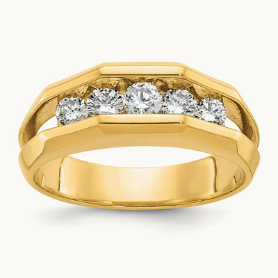 IBGoodman Men's Polished Cut-Out 5-Stone Diamond Ring, 14K