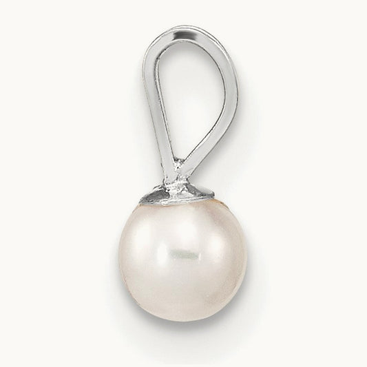 WG 3- Round White Freshwater Cultured Pearl Pendant, 4mm, 14K