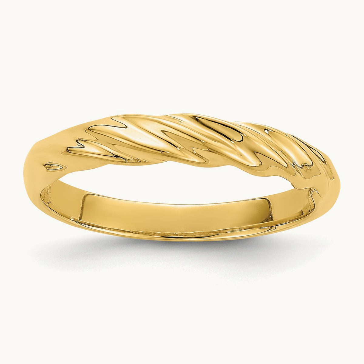 Polished Thin Ribbed Dome Ring, 14K