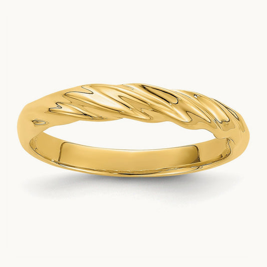 Polished Thin Ribbed Dome Ring, 14K