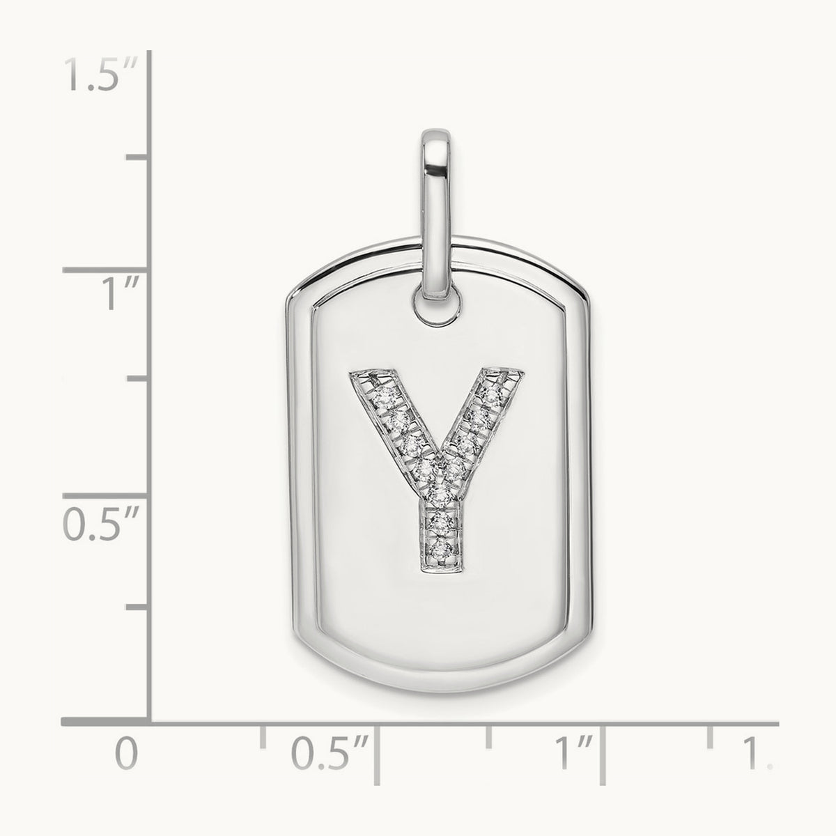 Diamond Dog Tag Charm — 14K White Gold, Y