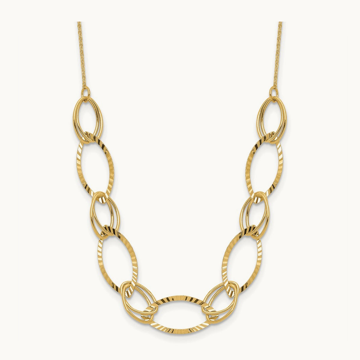 Polished D/C Oval Link Necklace, 14K