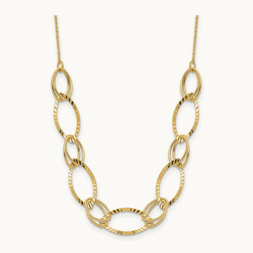 Polished D/C Oval Link Necklace, 14K