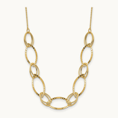 Polished D/C Oval Link Necklace, 14K