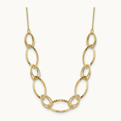 Polished D/C Oval Link Necklace, 14K