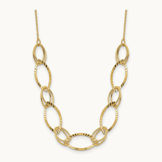 Polished D/C Oval Link Necklace, 14K