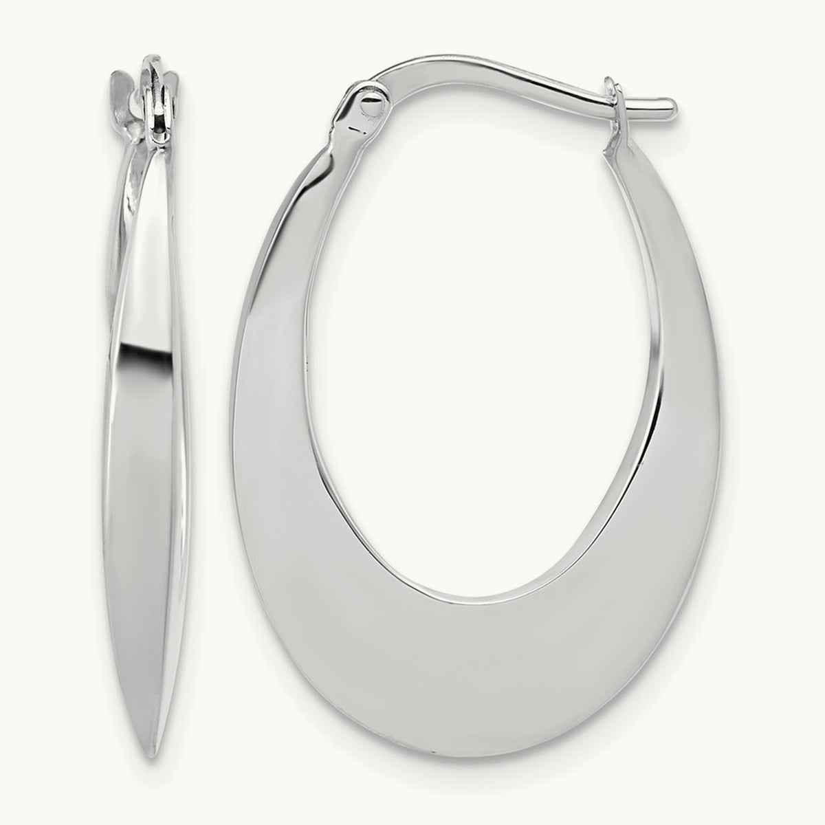 Polished Fancy Oval Hoop Earrings — Leslie's — 14K White Gold