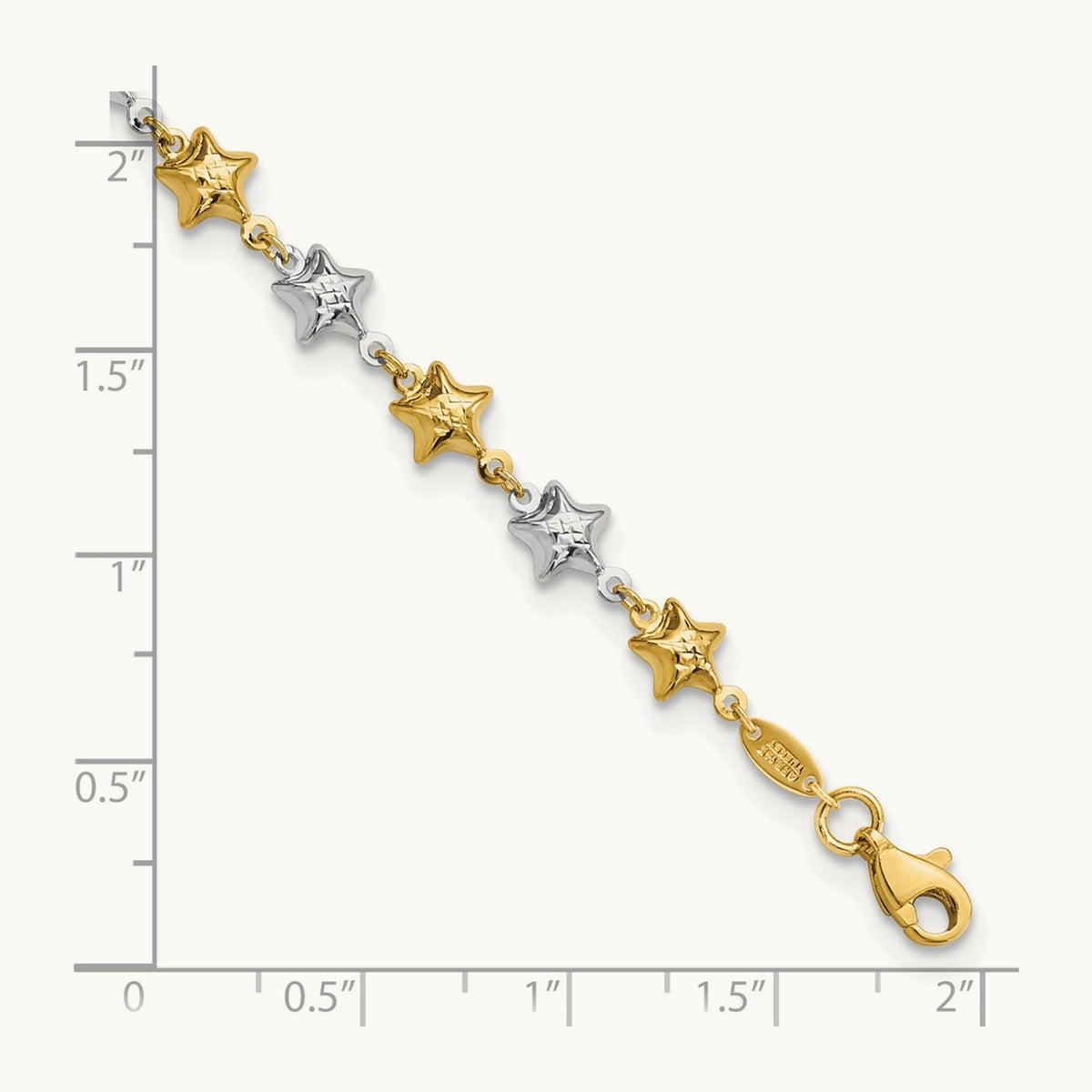 Puffed Star Bracelet, 14K Two-tone