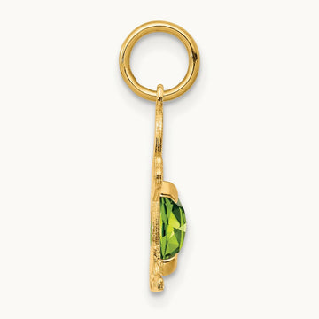 Boy 6x4 Oval Genuine Peridot-August — 14K Yellow Gold